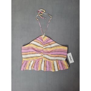 HURLEY Womens Sunset Stripe Halter Tie Top Ruffle Bottom Size XL